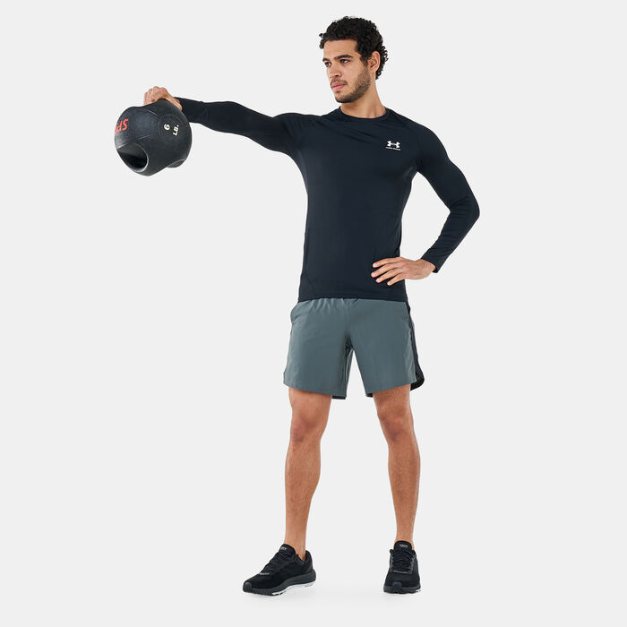 اندر ارمر تيشيرت هيت-جير ارمر فيتد باكمام طويلة للرجال أسود image number 2