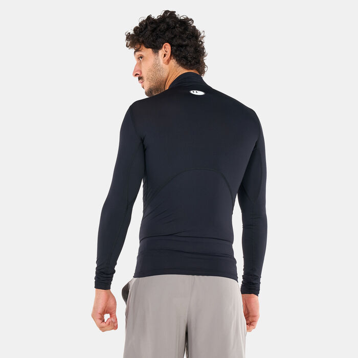 اندر ارمر تيشيرت هيت جير موك بأكمام طويلة للرجال أسود image number 1