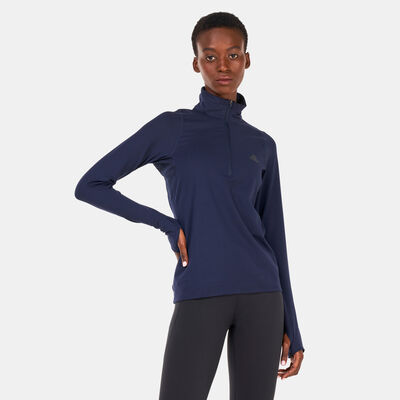 اديداس تيشيرت رن فاست 1/2 سحاب للنساء أزرق