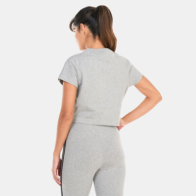 اديداس تيشيرت 3-سترايبس فلاور باتش كروبد للنساء رمادي