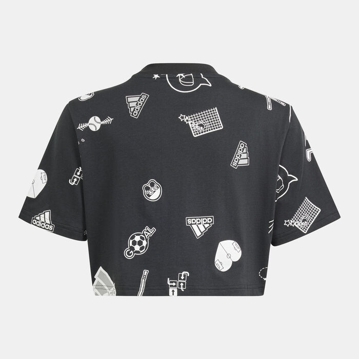 اديداس تيشيرت براند لوف كروب للاطفال الكبار أسود image number 1