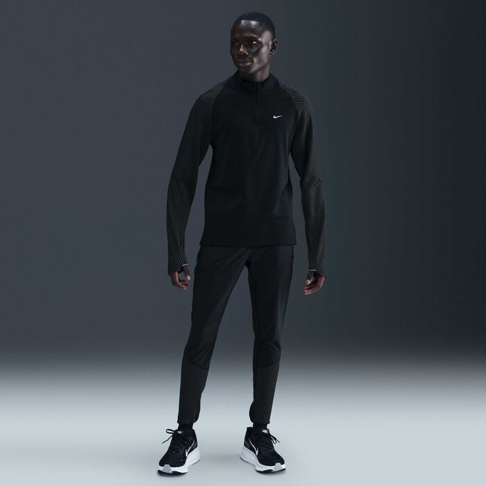 نايكي تيشيرت الجري دراي-فت بنصف سحاب للرجال أسود image number 3