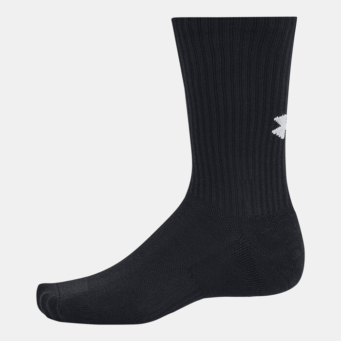 اندر ارمر جوارب كرو رياضية قطنية (3 أزواج) أسود image number 0