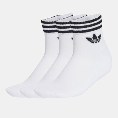 اديداس جوارب بطول الكاحل بشعار ثلاثة خطوط (3 أزواج) أبيض