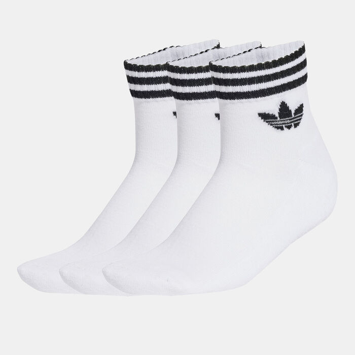 اديداس جوارب بطول الكاحل بشعار ثلاثة خطوط (3 أزواج) أبيض image number 0