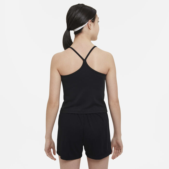 نايكي دراي-فِت اندي تيشيرت رياضي بلا أكمام للأطفال الكبار (للبنات) أسود image number 1