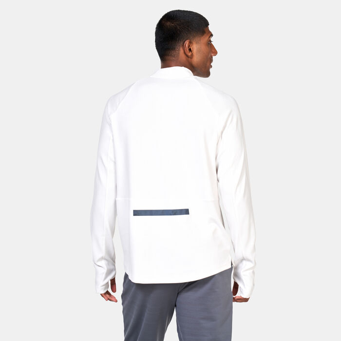 نايكي تيشيرت دراي-فت رانينج ديفجن 1/2 سحاب ميد لاير للرجال أبيض image number 1