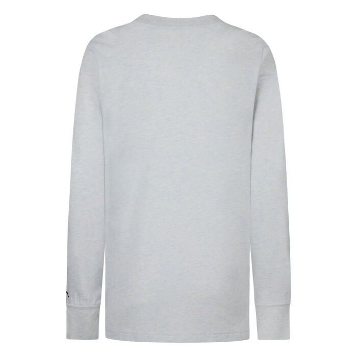 جوردن ميجور ليج سكريبت تيشيرت جرافيك بأكمام طويلة للأطفال الكبار رمادي image number 1