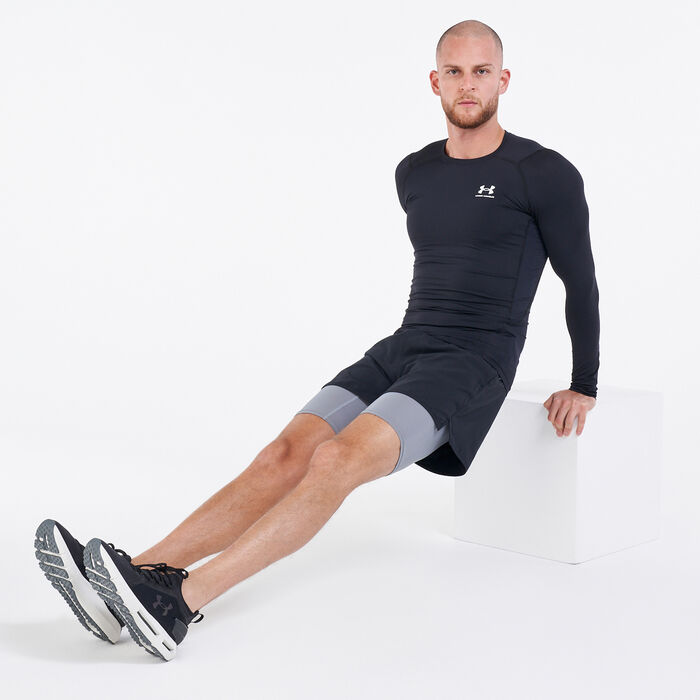 اندر ارمر تيشيرت هيت جير ارمر للرجال أسود image number 2