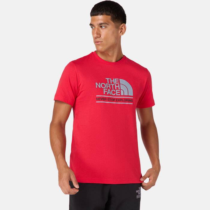 ذا نورث فيس تيشيرت فاونديشن كوردينيتس جرافيك للرجال أحمر image number 0