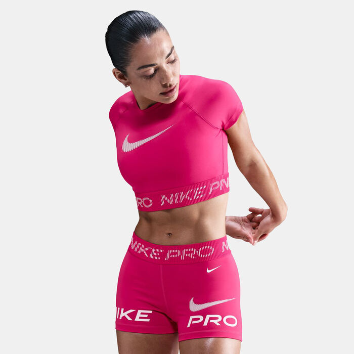 نايكي تيشيرت قصير برو دراي-فت للنساء وردي image number 0