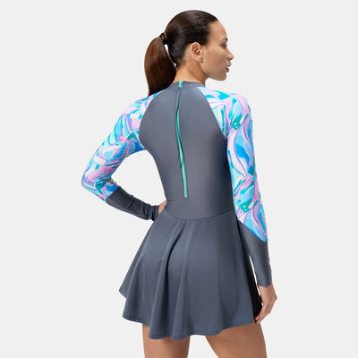 سبيدو فستان السباحة بأكمام طويلة للنساء أزرق