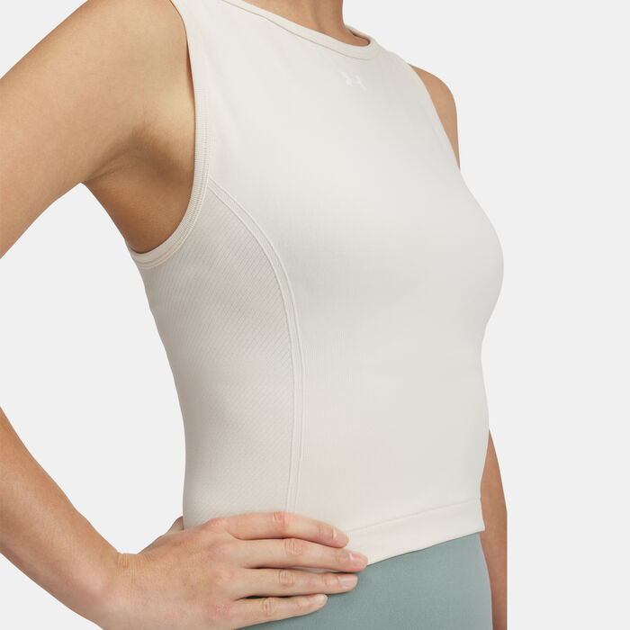 اندر ارمر تيشيرت بلا أكمام UA ترين سيملس للنساء أبيض image number 2
