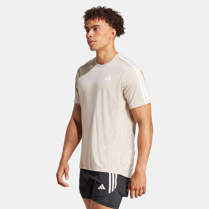 اديداس تيشيرت الجري اون ذا رن 3 سترايبس للرجال بيج image number 0