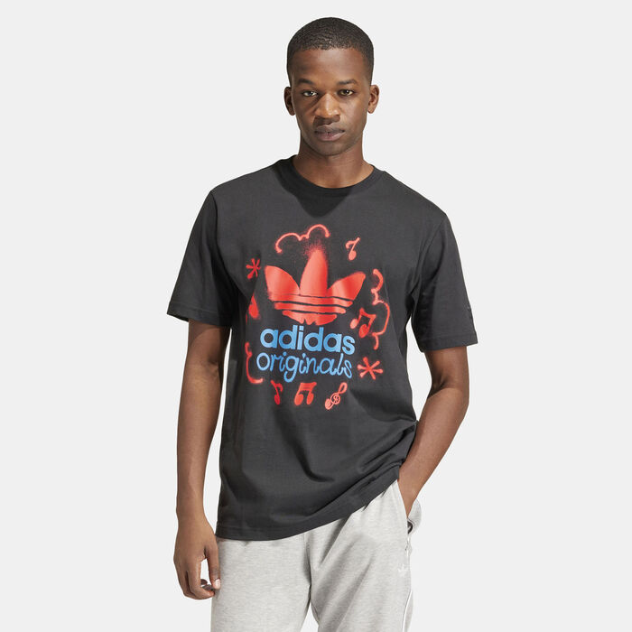 اديداس اورجينال تيشيرت التمرين سبلاي جرافيك للرجال أسود image number 0