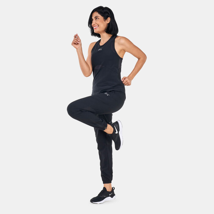 نايكي بنطال اير دراي-فت رانينج للنساء أسود image number 2