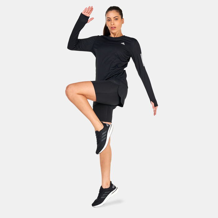 اديداس شورت رن ايكونز تو-ان-ون رانينج للنساء أسود image number 2