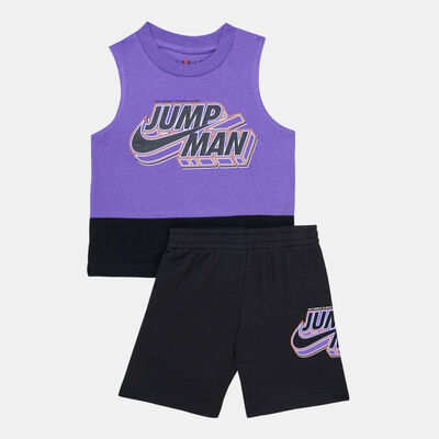 جوردن طقم تيشيرت تانك وشورت جمبمان ماسل للاطفال أسود