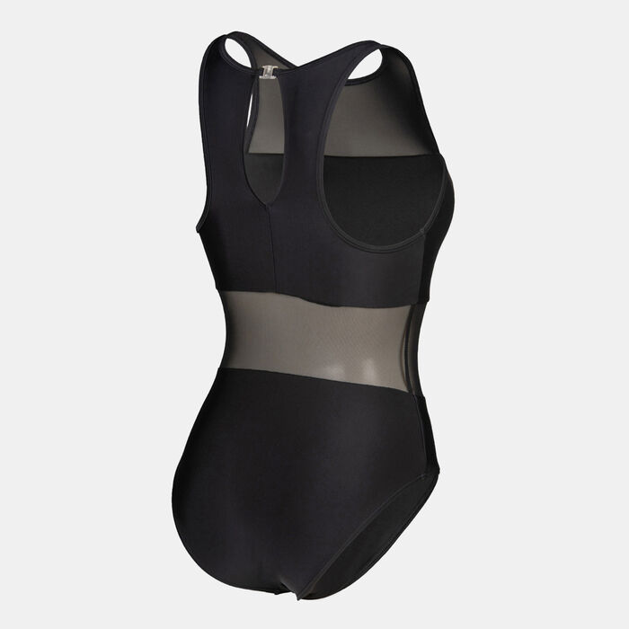 ارينا بدلة السباحة مش بانيل فنت باك قطعة واحدة للنساء أسود image number 1