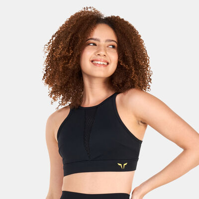 سكوات وولف صدرية رياضية برقبة عالية بيرفوريتد للنساء أسود
