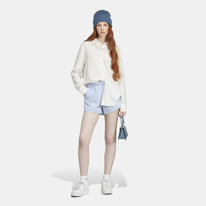 اديداس اورجينال شورت بريميوم ايسنشالز بوبلن سترايب للنساء أزرق image number 2