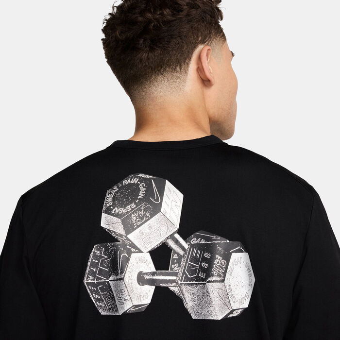 نايكي تيشيرت التمرين هايفيرس دراي-فِت جرافيك للرجال أسود image number 2