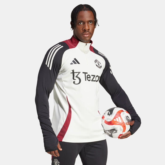 اديداس تيشيرت التمرين كرة القدم مانشستر يونايتد تيرو 24 ربع سحاب للرجال أسود image number 0