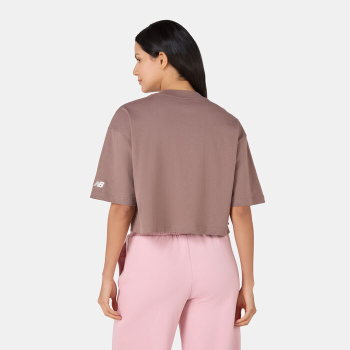 نيو بالانس تيشيرت أثليتكس جراديانت شوز جرافيك للنساء بنى image number 1