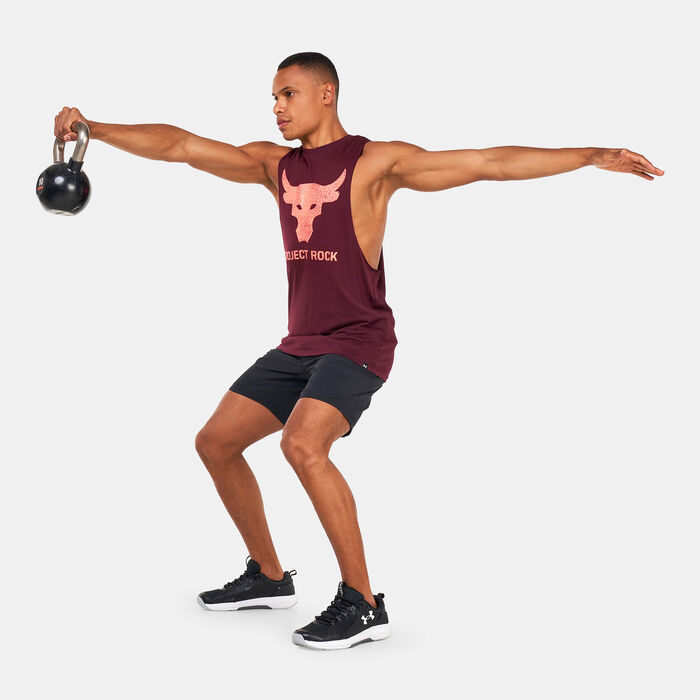 اندر ارمر تيشيرت بروجكت روك براما بول بلا أكمام للرجال أحمر image number 2