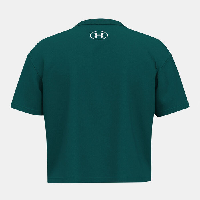 اندر ارمر تيشيرت سبورت ستايل لوجو ترينينج كروب للاطفال الكبار أخضر image number 1