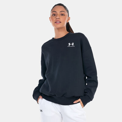 اندر ارمر سويتشيرت UA ايسنشال فليس للنساء أسود