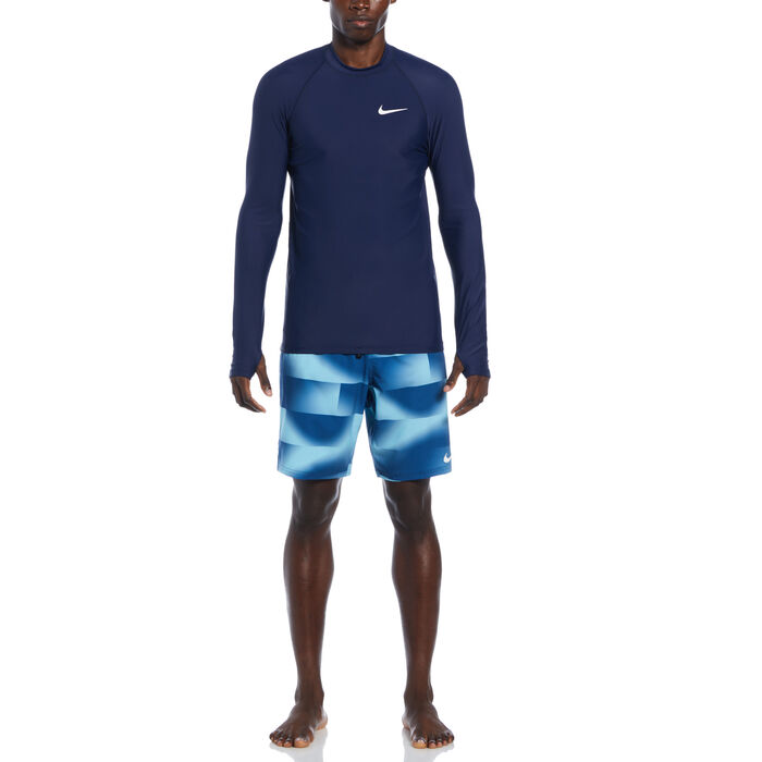 نايك سويم تيشيرت السباحة راشجارد باكمام طويلة للرجال أزرق image number 2