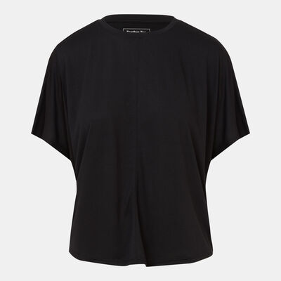 سن اند ساند سبورتس تيشيرت فيذر للنساء أسود