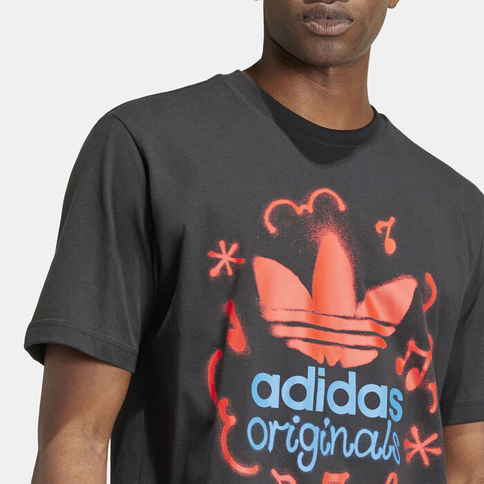 اديداس اورجينال تيشيرت التمرين سبلاي جرافيك للرجال أسود image number 3