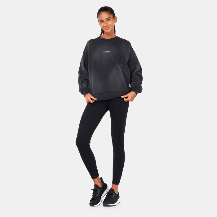 افيندس سويت شيرت باوندليس ريسايكلد كرونك للنساء أسود image number 2