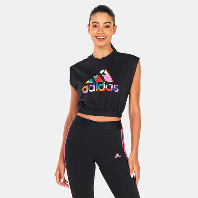 اديداس تيشيرت بلا اكمام × فارم ريو للنساء أسود