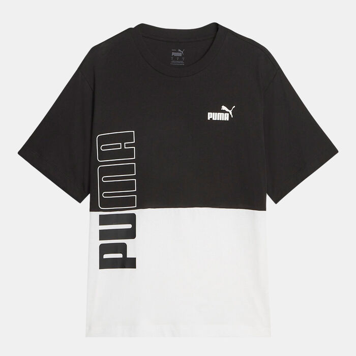 بوما تيشيرت باور كلر بلوك للنساء أسود image number 0