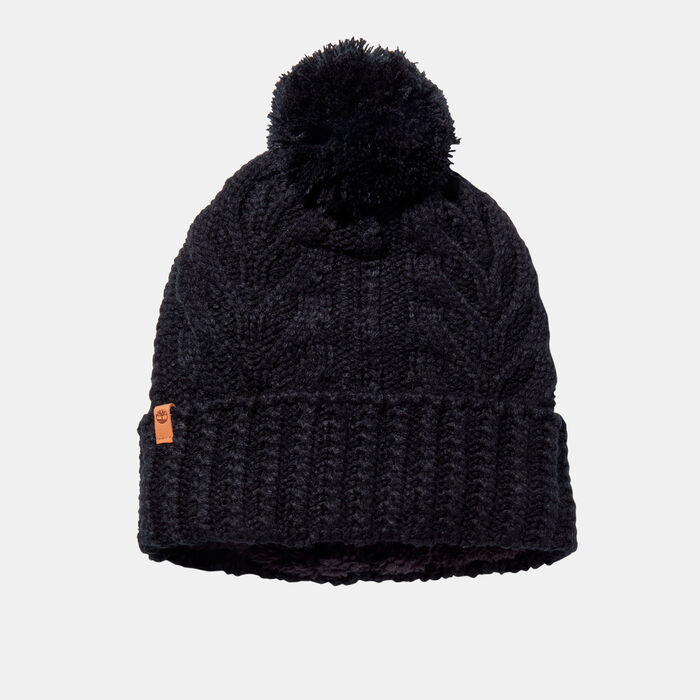 تمبرلاند قبعة شتوية فاخرة بنمط حياكة مضفّرة للنساء أسود image number 0