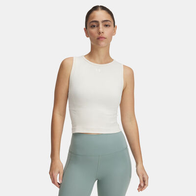 اندر ارمر تيشيرت بلا أكمام UA ترين سيملس للنساء أبيض