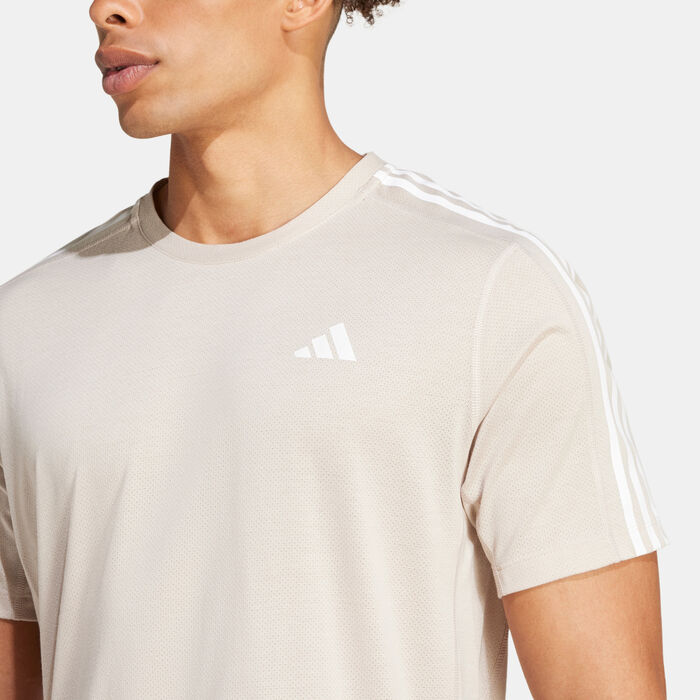 اديداس تيشيرت الجري اون ذا رن 3 سترايبس للرجال بيج image number 4
